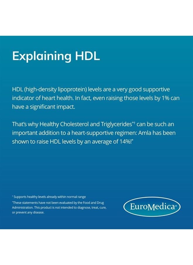 Euromedica - EuroMedica Healthy Cholesterol and Triglycerides - 60 Capsules - Clinically Studied Amla - Supports Healthy HDL & Triglyceride Levels - Non-GMO, Vegan, Kosher - 30 Servings - Image 1