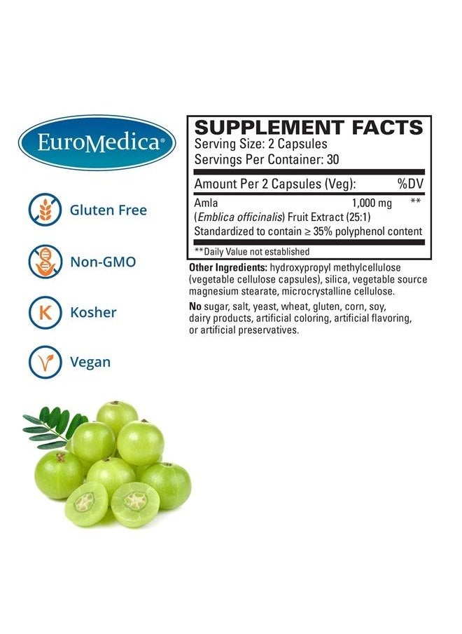 Euromedica - EuroMedica Healthy Cholesterol and Triglycerides - 60 Capsules - Clinically Studied Amla - Supports Healthy HDL & Triglyceride Levels - Non-GMO, Vegan, Kosher - 30 Servings - Image 1