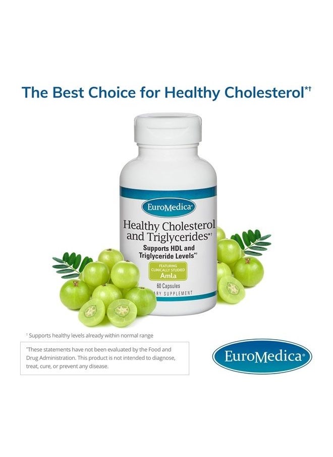Euromedica - EuroMedica Healthy Cholesterol and Triglycerides - 60 Capsules - Clinically Studied Amla - Supports Healthy HDL & Triglyceride Levels - Non-GMO, Vegan, Kosher - 30 Servings - Image 1