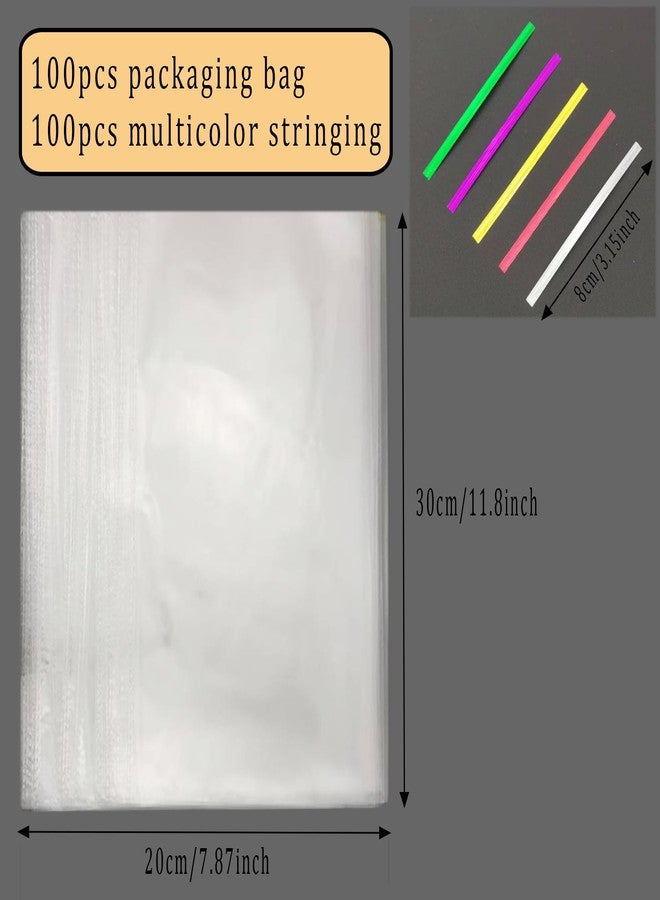 Markeny Cello Cellophane Treat, 8 X 12 Inches Big OPP Clear Plastic Bags For Bakery, Candies, Dessert with 6 Colors Twist Ties(100 Pieces Bags + 100 Pieces Twist Ties) (100, 8 X 12) - Image 2
