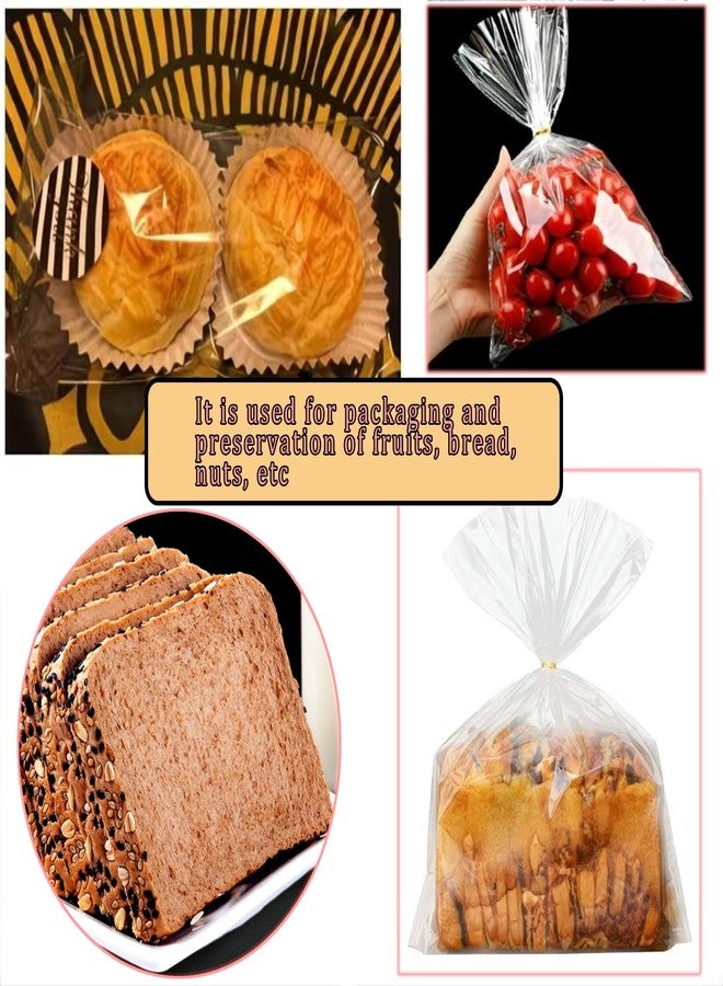 Markeny Cello Cellophane Treat, 8 X 12 Inches Big OPP Clear Plastic Bags For Bakery, Candies, Dessert with 6 Colors Twist Ties(100 Pieces Bags + 100 Pieces Twist Ties) (100, 8 X 12) - Image 4