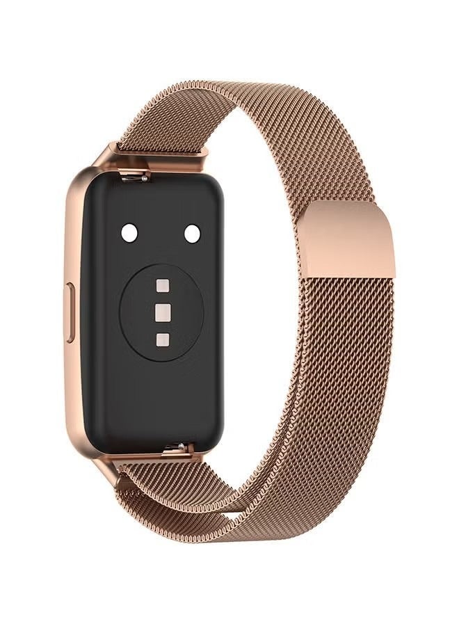 Band for Huawei Band 7 Milan Metal Magnetic Watch Band Rose Gold  - Image 3