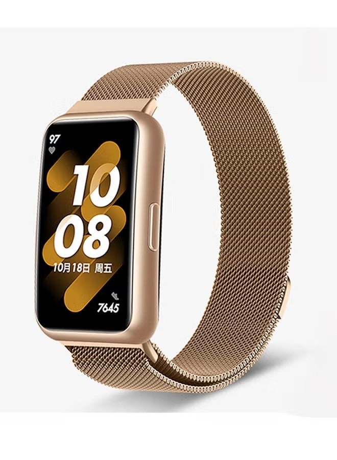 Band for Huawei Band 7 Milan Metal Magnetic Watch Band Rose Gold  - Image 1