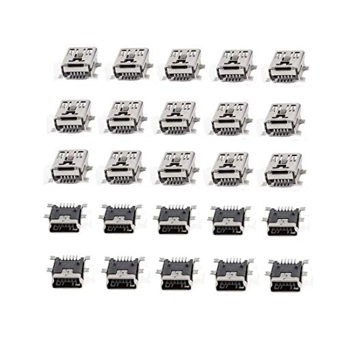 bnafes Mini USB Type B Female Port 5-Pin 180 Degree SMD SMT PCB Jack Socket - (25 Pcs) - Image 1