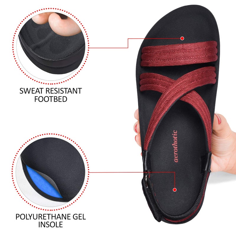 AEROTHOTIC Women's Hadal Arch Support Slingback Travel Essentials Sandals (Hadal Wine, 6) - Image 5