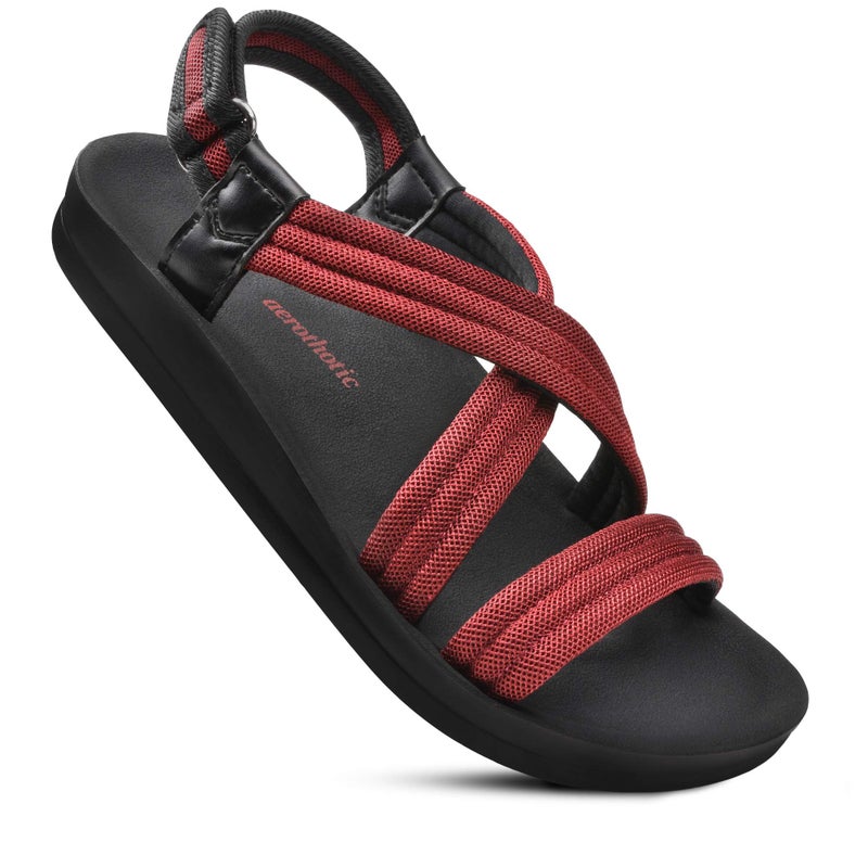 AEROTHOTIC Women's Hadal Arch Support Slingback Travel Essentials Sandals (Hadal Wine, 6) - Image 1