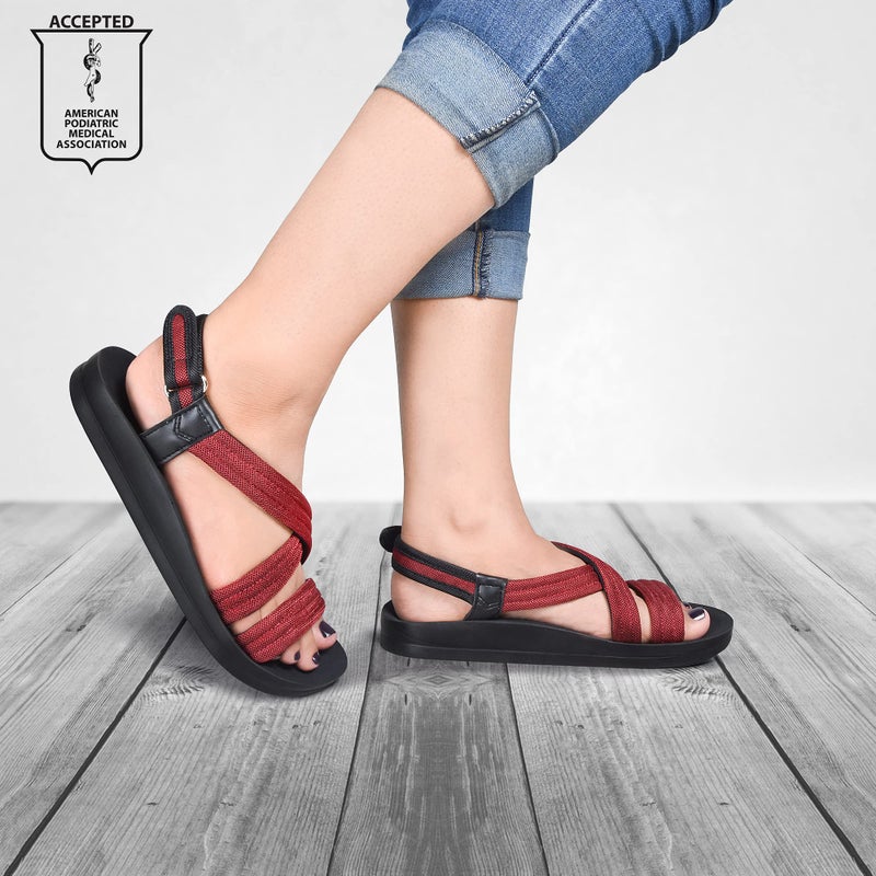 AEROTHOTIC Women's Hadal Arch Support Slingback Travel Essentials Sandals (Hadal Wine, 6) - Image 2