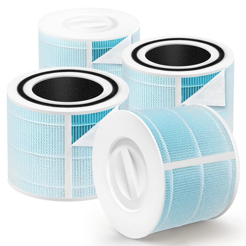 HSIAMEN Smoke Remover Filter Compatible with Levoit Core 300  PuroAir 240 Air Purifier4in1 H13 True HEPA Core 300S P350 Core300P Filters Fit Part Core 300RFSR P350RF Blue 4Pack