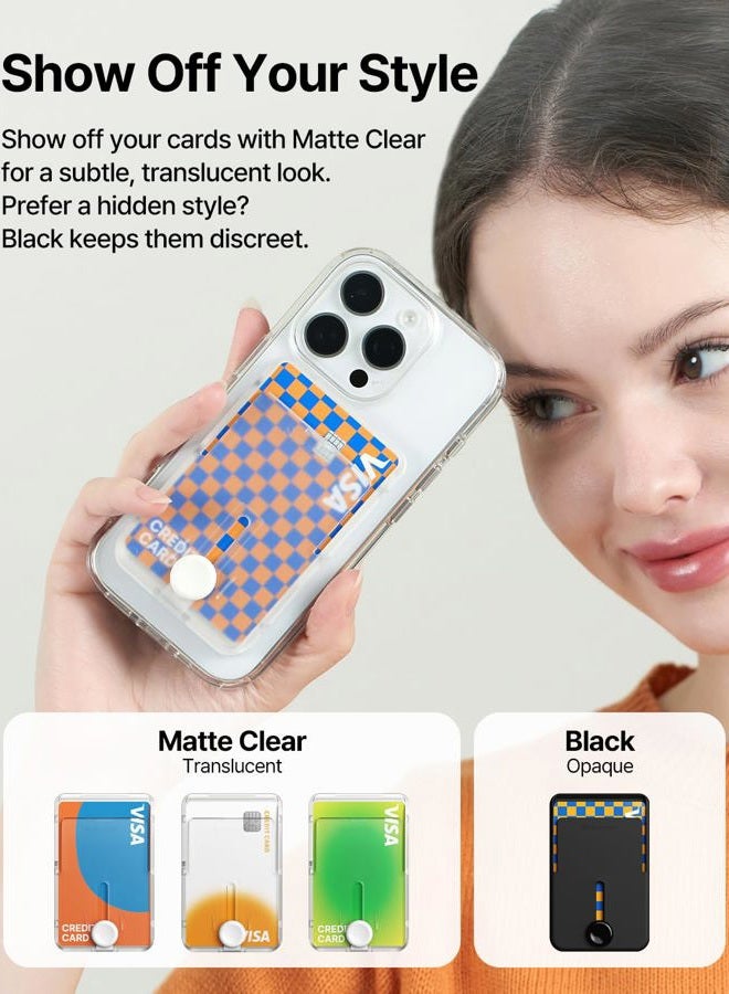 Sinjimoru Pop Up Phone Wallet for MagSafe, Magnetic Phone Credit Card Holder for Back of Cell Phone Case with Quick Access for iPhone 15 14 13 12 Series. M-Button Wallet Black - Image 2