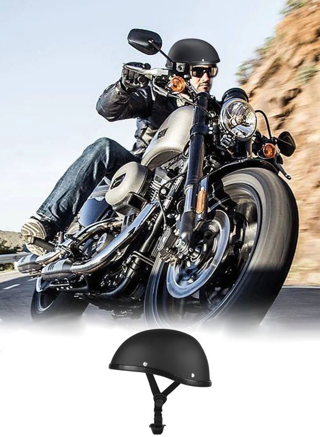 Hanayo Motorcycle Helmet Half Helmets for Men Women Unisex Jet Helmet Open Helmet Retro Motorcycle Helmets for Adults(Black) - Image 2