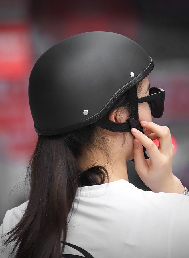 Hanayo Motorcycle Helmet Half Helmets for Men Women Unisex Jet Helmet Open Helmet Retro Motorcycle Helmets for Adults(Black) - Image 3