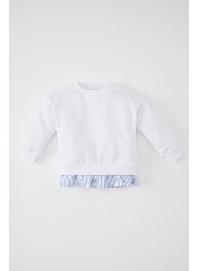 DeFacto Babygirl Regular Fit Bike Neck Long Sleeve Knitted Sweat Shirt  - Image 2