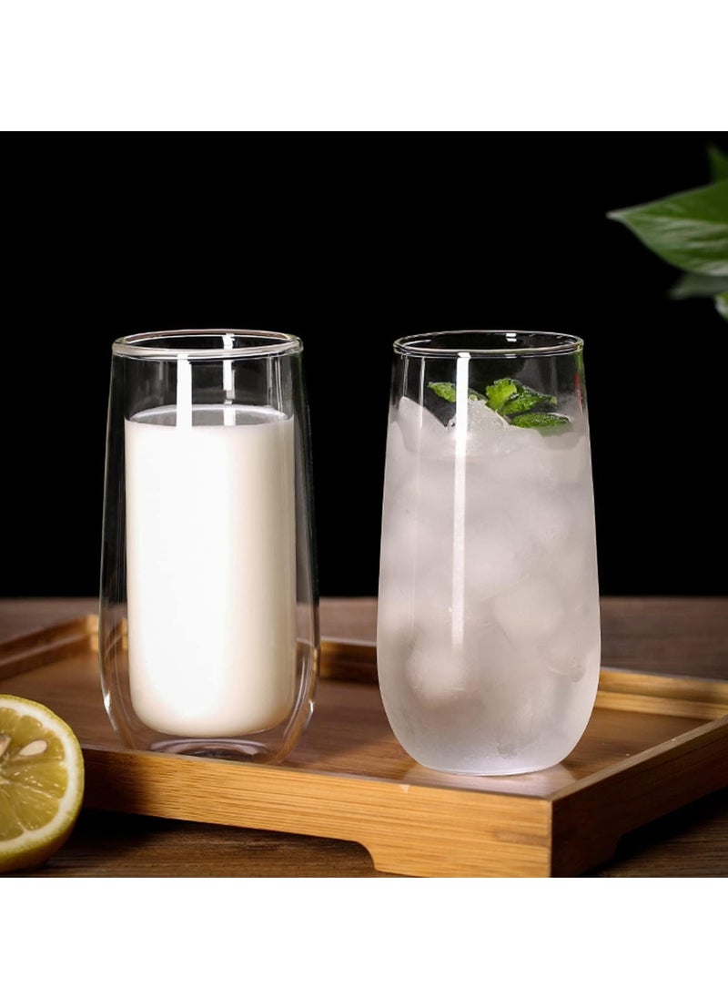 Beauenty 230ml Double Walled Coffee Glass Mugs for Hot Cold Drink Transparent Cappuccino Latte Espresso Glasses Cups Coffee Tea Milk Juice, Borosilicate Heat Resistant Crystal Glass Cups(Set of 2)  - Image 4