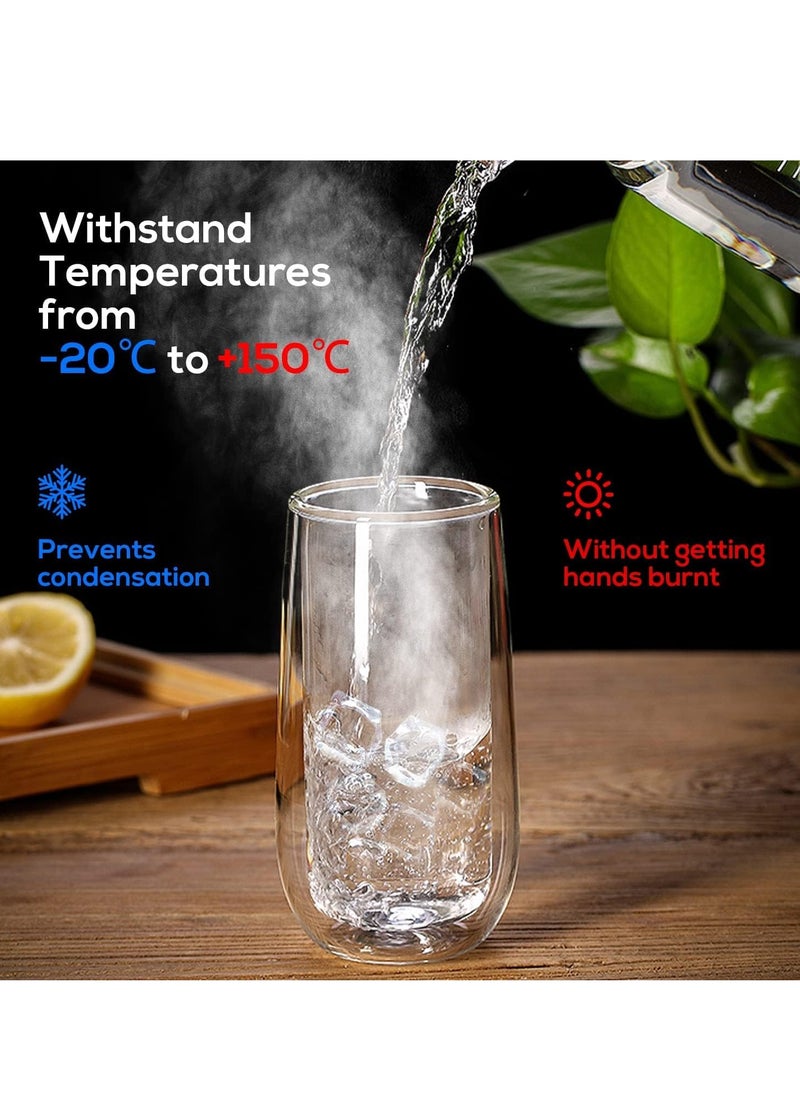 Beauenty 230ml Double Walled Coffee Glass Mugs for Hot Cold Drink Transparent Cappuccino Latte Espresso Glasses Cups Coffee Tea Milk Juice, Borosilicate Heat Resistant Crystal Glass Cups(Set of 2)  - Image 5
