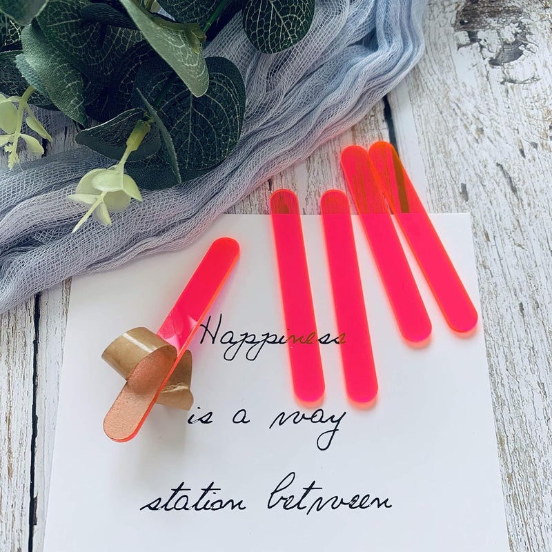 CHENRUI 50 Pcs Mini Neon Acrylic Cakesicle Popsicle Sticks for Ice Creamsicle Candy Apple (Neon Rose) - Image 5