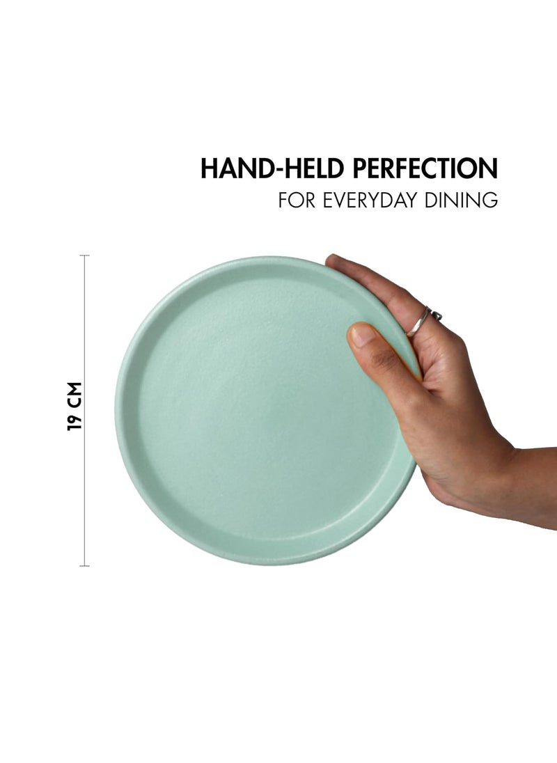 Koralkari Koralkari Ceramic Set of 2 Qaurter Plates Dessert Plate 7 inch Dia Side Plate with Rim Microwave Oven Dishwasher Safe Stoneware Set of 2 Quarter Plates Almost Blue Side Plate  - Image 3