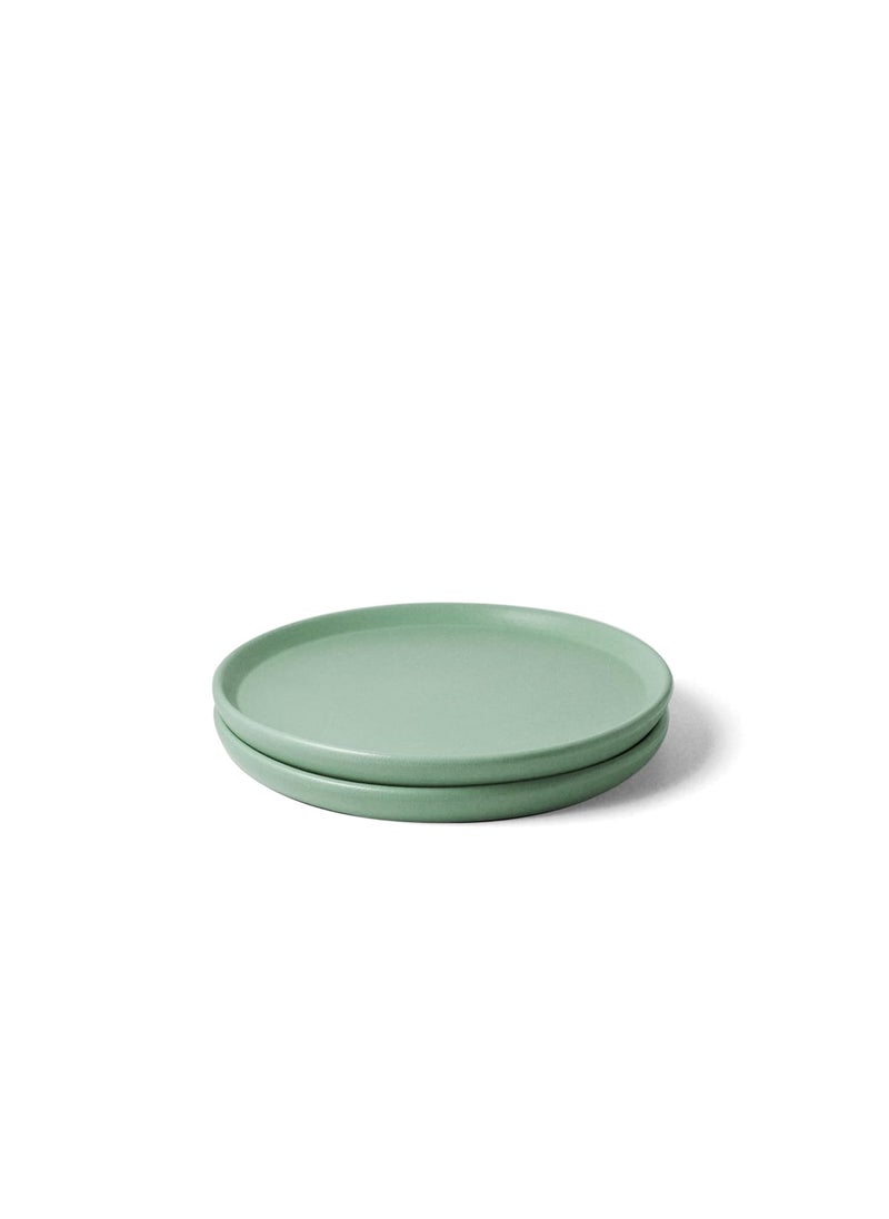 Koralkari Koralkari Ceramic Set of 2 Qaurter Plates Dessert Plate 7 inch Dia Side Plate with Rim Microwave Oven Dishwasher Safe Stoneware Set of 2 Quarter Plates Almost Blue Side Plate  - Image 1