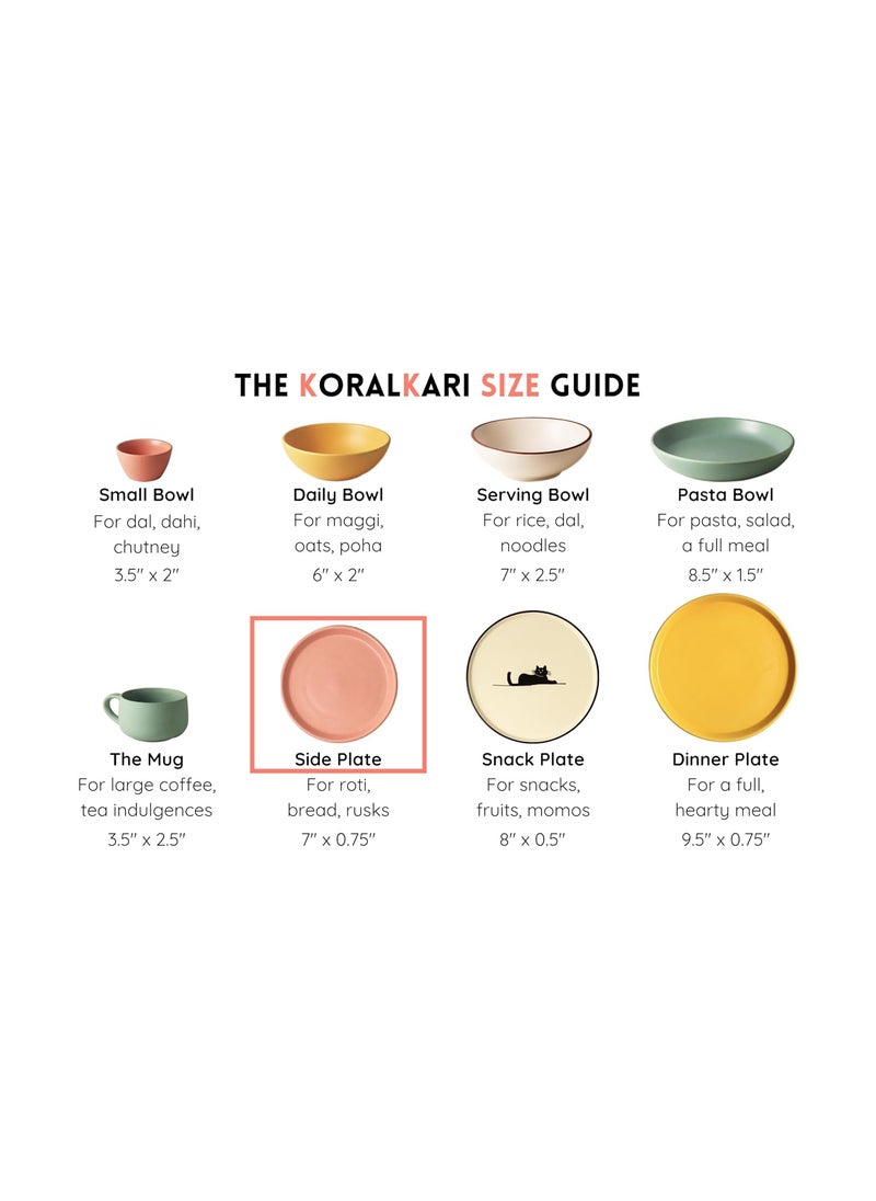 Koralkari Koralkari Ceramic Set of 2 Qaurter Plates Dessert Plate 7 inch Dia Side Plate with Rim Microwave Oven Dishwasher Safe Stoneware Set of 2 Quarter Plates Almost Blue Side Plate  - Image 5