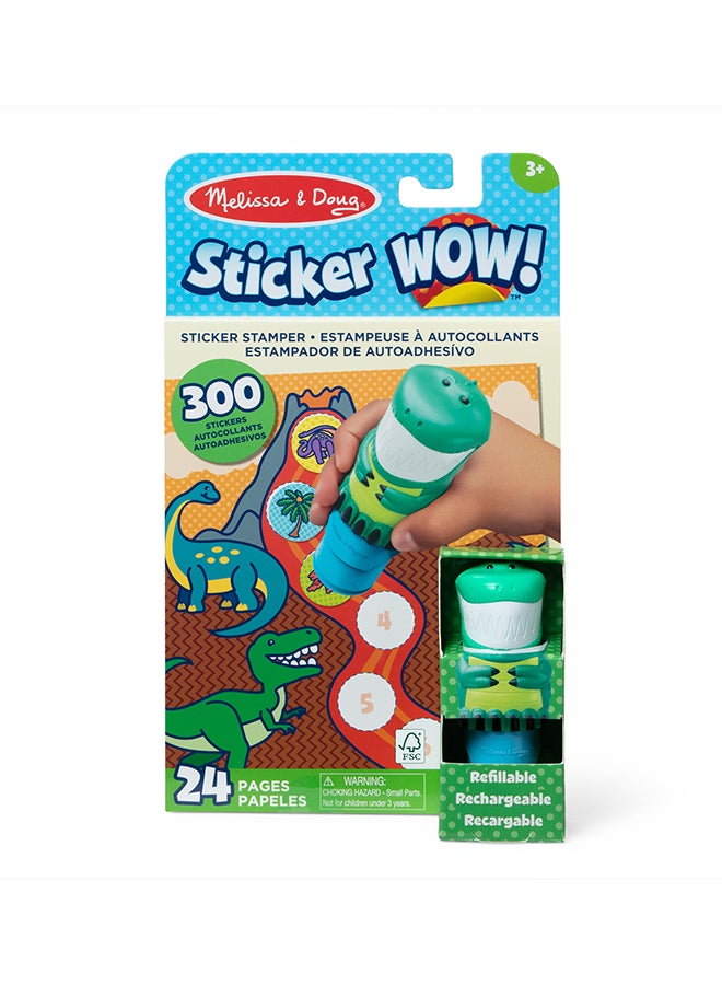 Melissa & Doug Sticker Wow! 24 Page Activity Pad and Sticker Stamper, 300 Stickers, Collectible Figure Fidget Toy for Arts Crafts - Dinosaur - Image 1