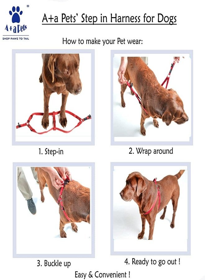 A+a Pets' Step in Harness for Dogs Cats Puppies in Soft Nylon Waterproof Material (Geometric Design, Medium, Blue/Red) - Image 5