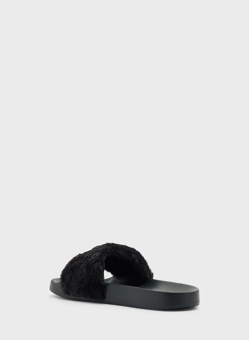 TOMMY HILFIGER Fur Pool Slide Slippers