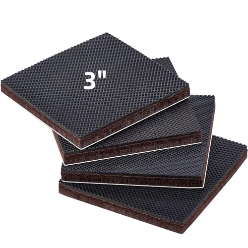 PremiFix Anti Slip Furniture Rubber Pads 4pcs 3" Square Non Slip Furniture Pads Hardwood Sofa Bed Stopper Self Adhesive Non Skid 7mm Thick Furniture Protector for Hardwood Floor - Image 1