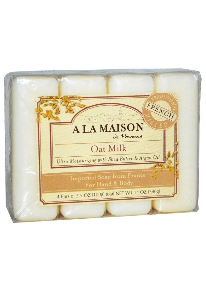 A La Maison Oat Milk Bar Soap 3.5 Oz. 4 Bars Triple French Milled All Natural Soap Moisturizing And Hydrating For Men Women Face And Body - Image 1