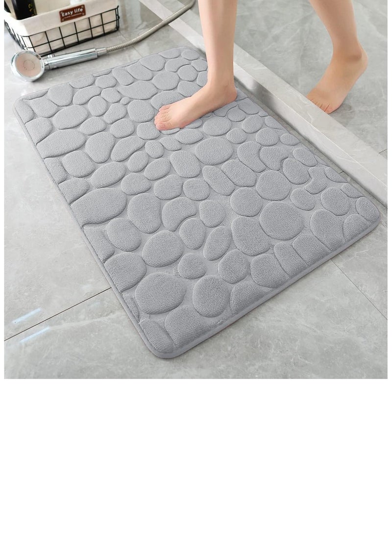 مخطوطات سجاد الحمام سجادة أرضية الحمام مجموعة سجادة حمام ميموري فوم غير قابلة للانزلاق وقابلة للغسل - رمادي 40 × 60 سم - Image 1