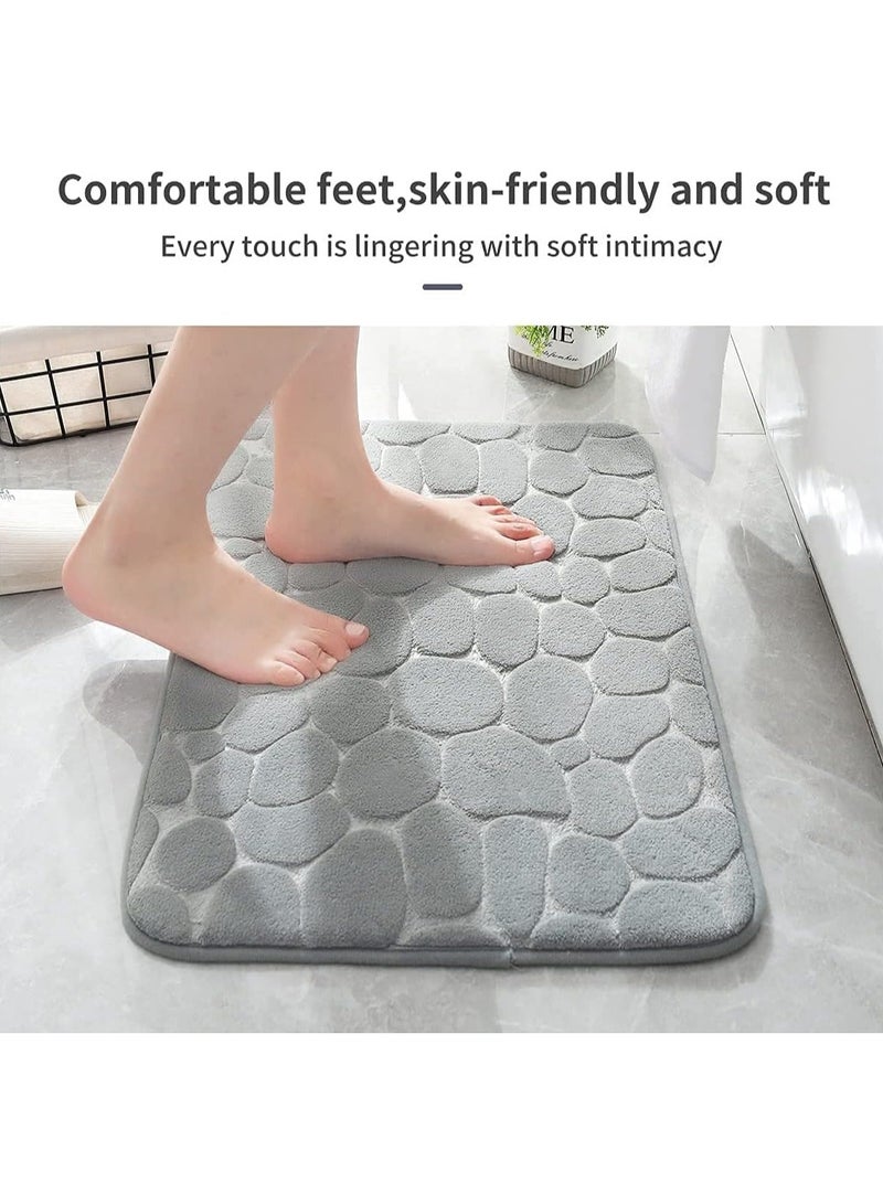 مخطوطات سجاد الحمام سجادة أرضية الحمام مجموعة سجادة حمام ميموري فوم غير قابلة للانزلاق وقابلة للغسل - رمادي 40 × 60 سم - Image 4