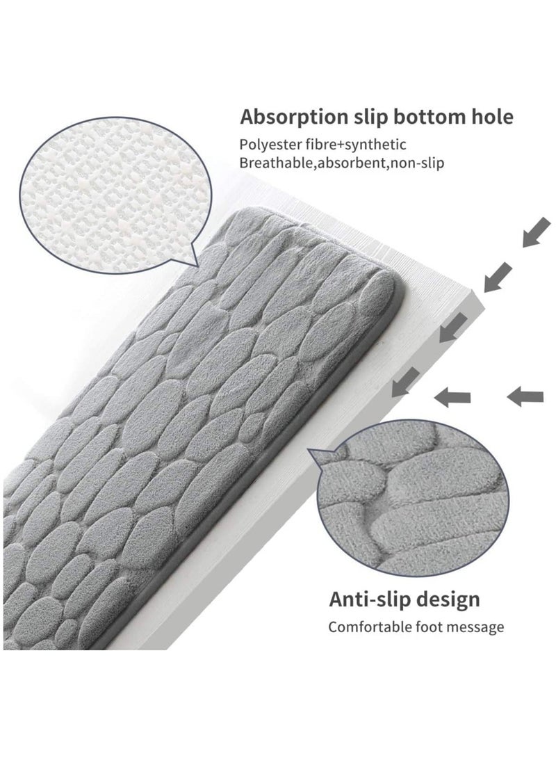 مخطوطات سجاد الحمام سجادة أرضية الحمام مجموعة سجادة حمام ميموري فوم غير قابلة للانزلاق وقابلة للغسل - رمادي 40 × 60 سم - Image 5