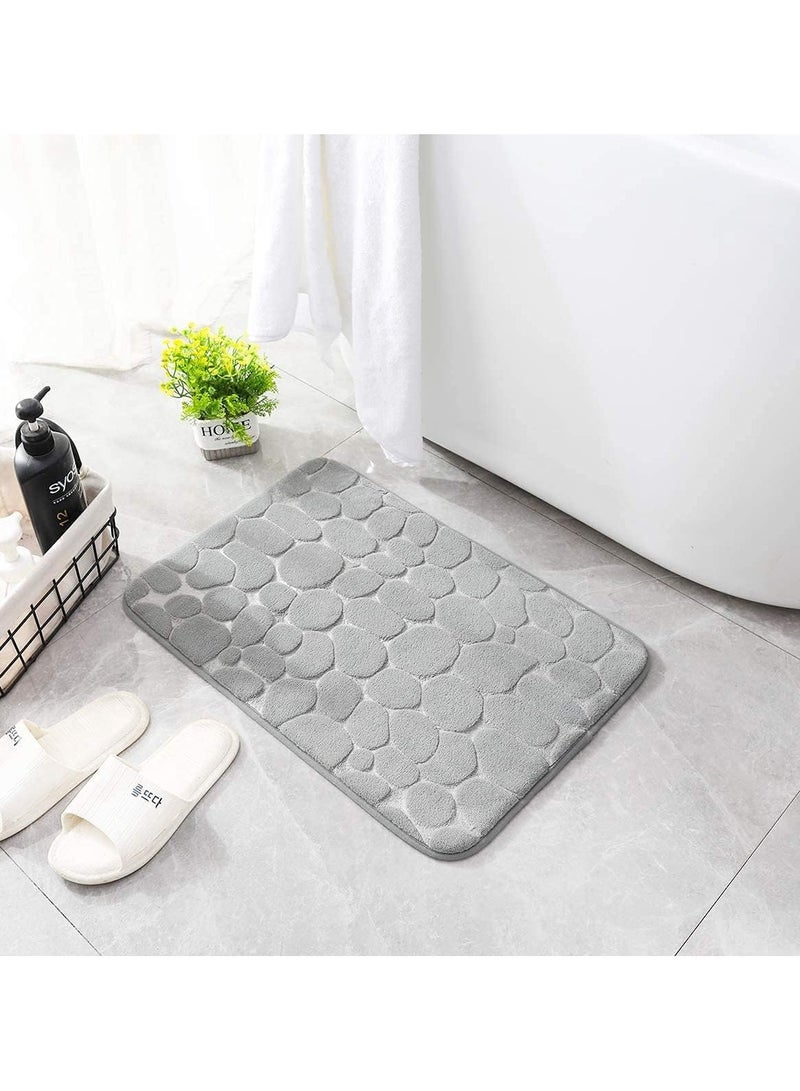 مخطوطات سجاد الحمام سجادة أرضية الحمام مجموعة سجادة حمام ميموري فوم غير قابلة للانزلاق وقابلة للغسل - رمادي 40 × 60 سم - Image 2