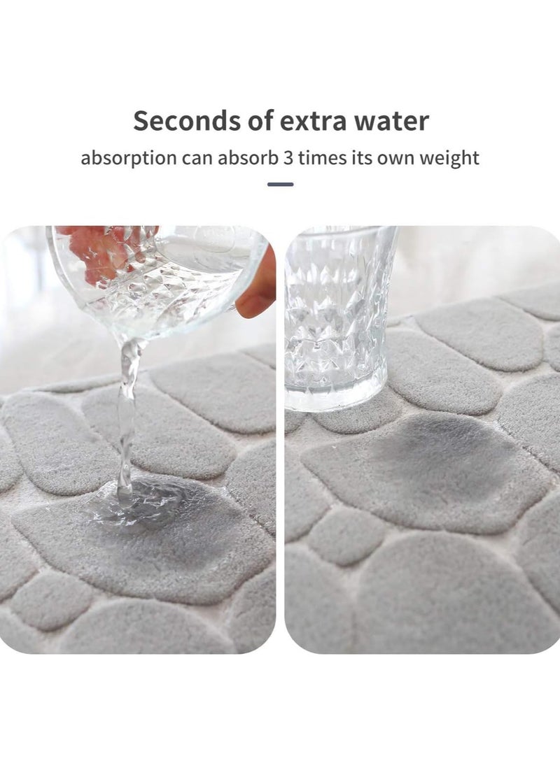 مخطوطات سجاد الحمام سجادة أرضية الحمام مجموعة سجادة حمام ميموري فوم غير قابلة للانزلاق وقابلة للغسل - رمادي 40 × 60 سم - Image 3