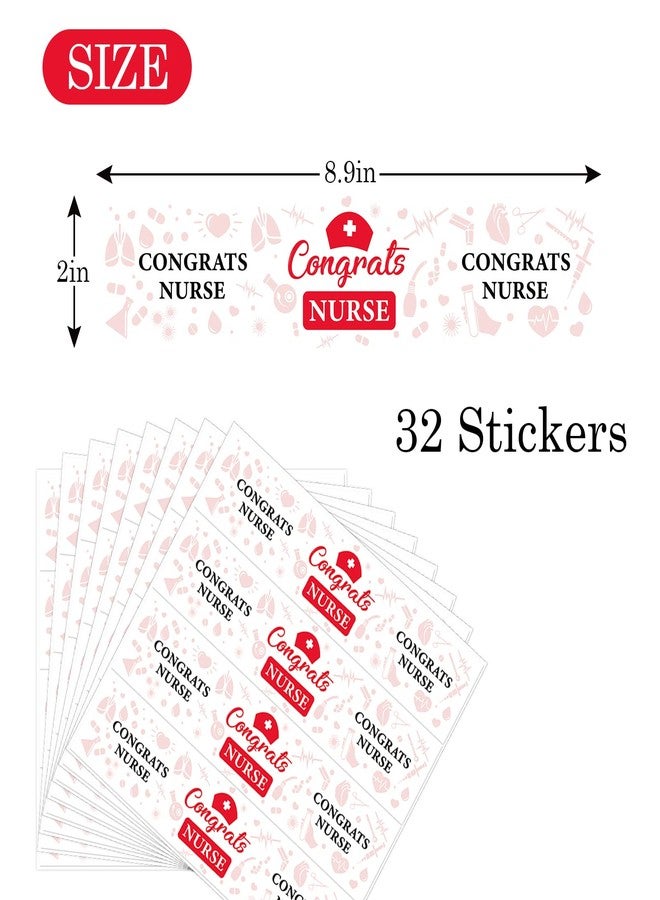 ملصقات زجاجات مياه للممرضات من مونمون آند كرافت - أحمر وأبيض (مجموعة من 32 ملصقًا) - لوازم حفلات تخرج التمريض - Image 2