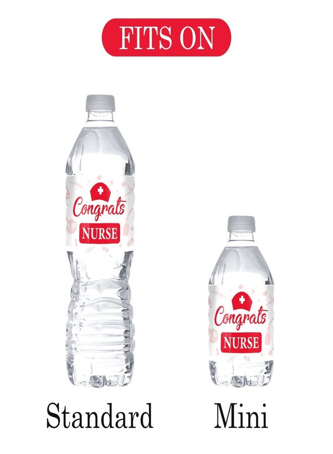 ملصقات زجاجات مياه للممرضات من مونمون آند كرافت - أحمر وأبيض (مجموعة من 32 ملصقًا) - لوازم حفلات تخرج التمريض - Image 3
