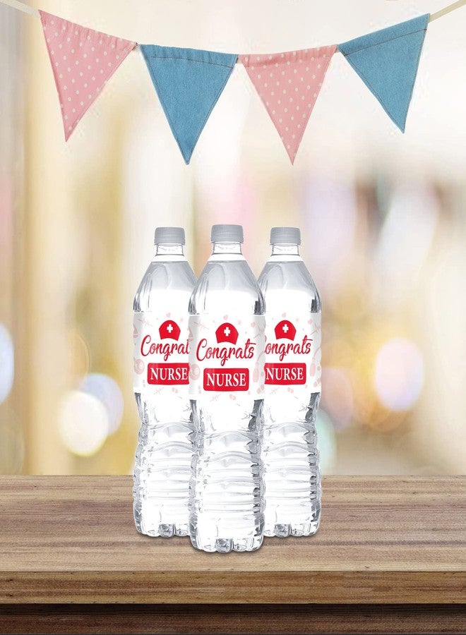 ملصقات زجاجات مياه للممرضات من مونمون آند كرافت - أحمر وأبيض (مجموعة من 32 ملصقًا) - لوازم حفلات تخرج التمريض - Image 4