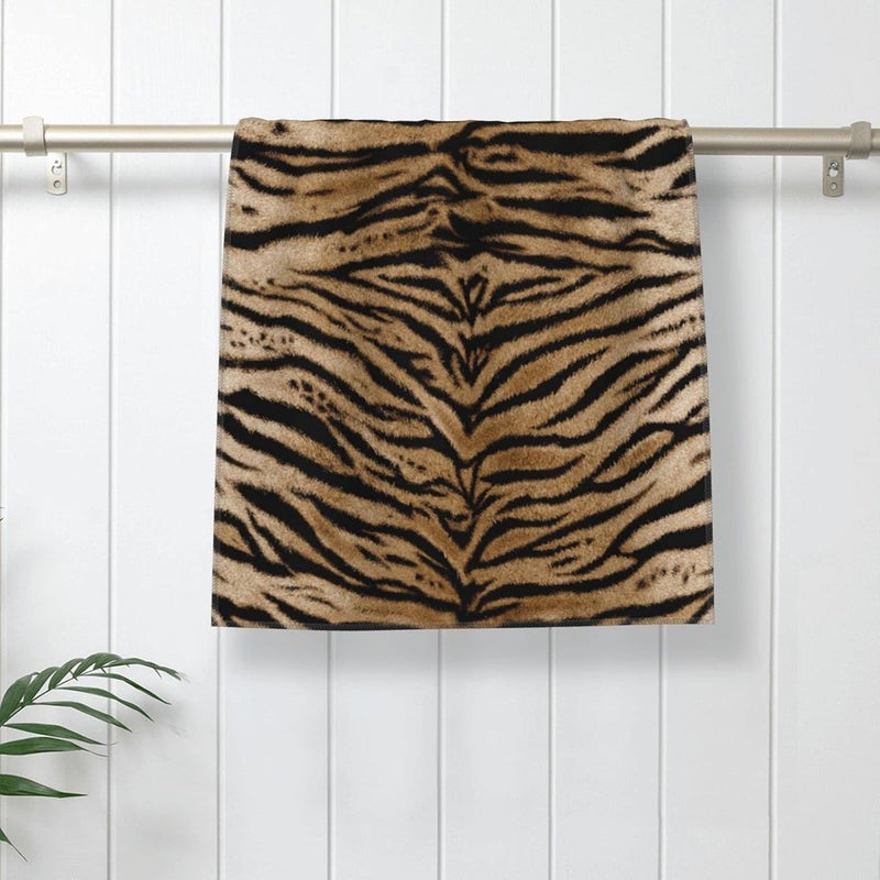 Perinsto Tiger Texture Print Hand Towel Animal Skin Pattern Decorative Fingertip Towels Multipurpose for Bathroom Kitchen Gym and Spa, 27.5" X 15.7" - Image 2