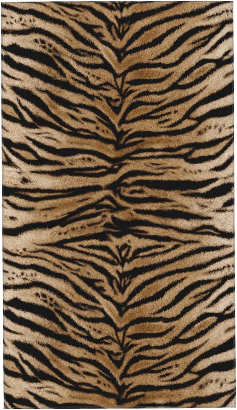 Perinsto Tiger Texture Print Hand Towel Animal Skin Pattern Decorative Fingertip Towels Multipurpose for Bathroom Kitchen Gym and Spa, 27.5" X 15.7" - Image 1