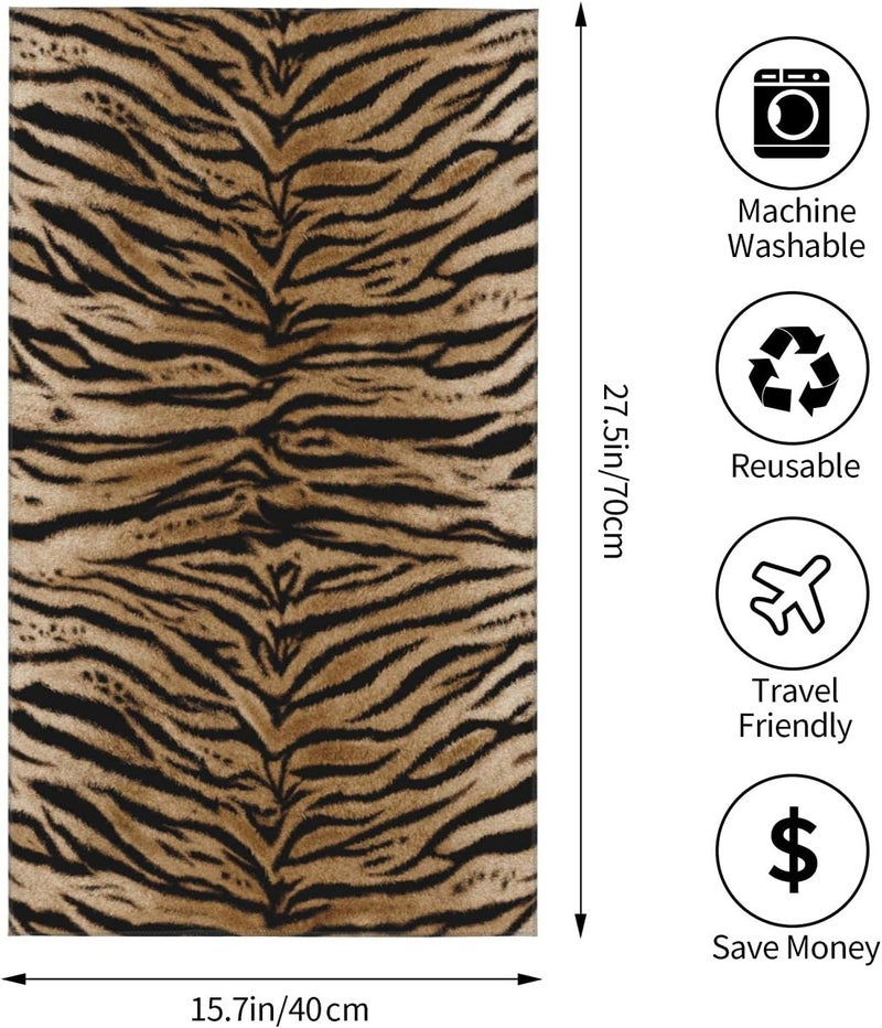 Perinsto Tiger Texture Print Hand Towel Animal Skin Pattern Decorative Fingertip Towels Multipurpose for Bathroom Kitchen Gym and Spa, 27.5" X 15.7" - Image 4