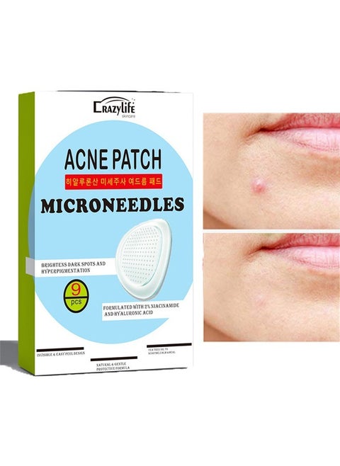 9PCS Acne Patches Microneedles，Acne Pimple Patches Face Skincare，Invisible Acne Patch，Remove Early Stage/Hidden/Overt Acens,Pimples,Blemishes