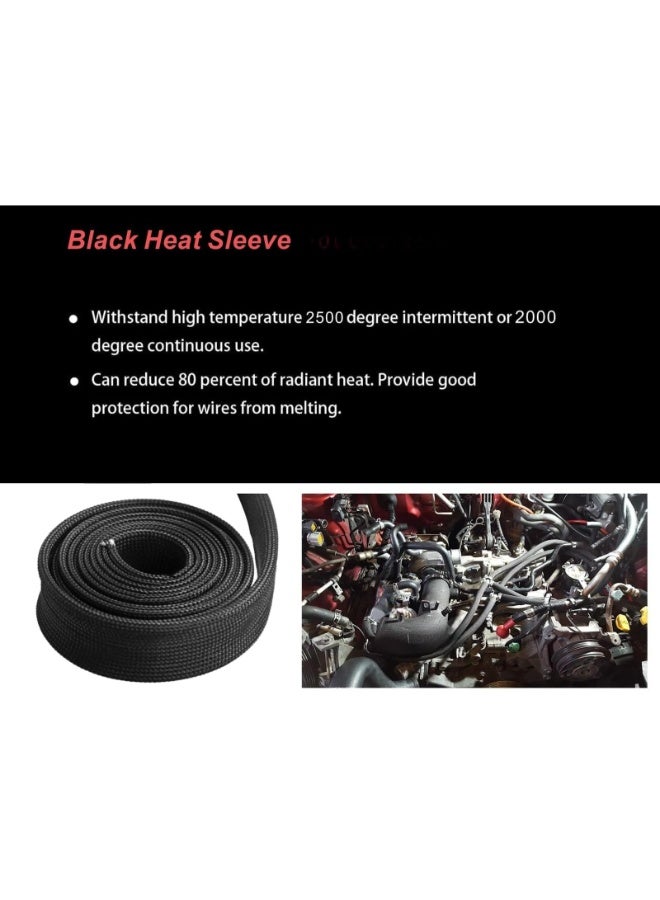 Generic 5m Fiberglass Hose Heat Shield Sleeve Spark Plug Wire Heat Protector Boots Auto Hose Roll 2500 Degree for Brake Line Cable (Color : Black)  - Image 3