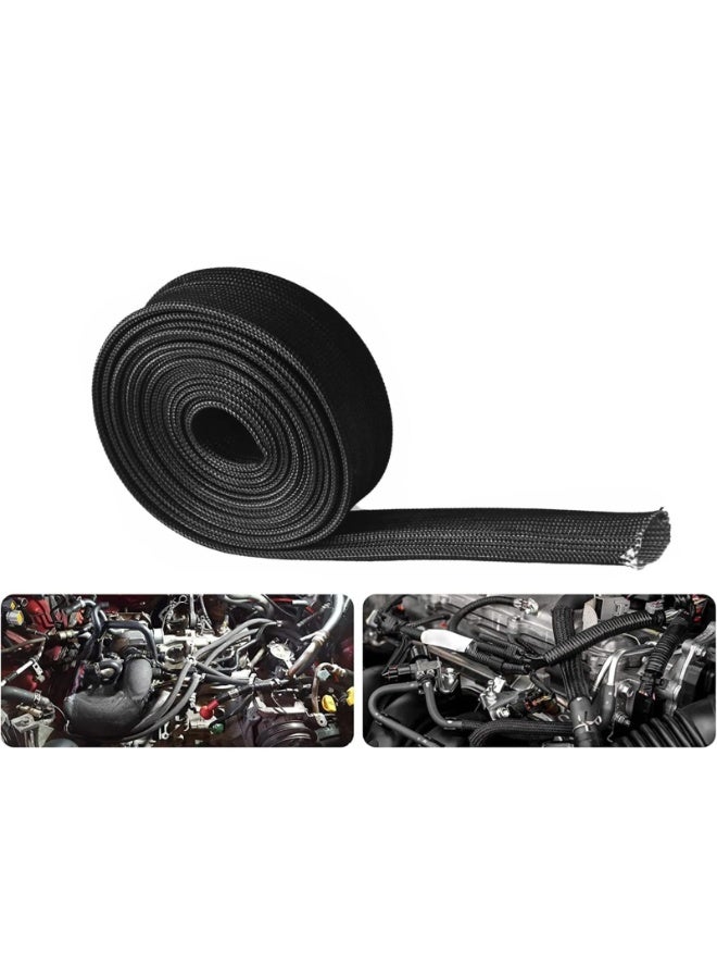 Generic 5m Fiberglass Hose Heat Shield Sleeve Spark Plug Wire Heat Protector Boots Auto Hose Roll 2500 Degree for Brake Line Cable (Color : Black)  - Image 4