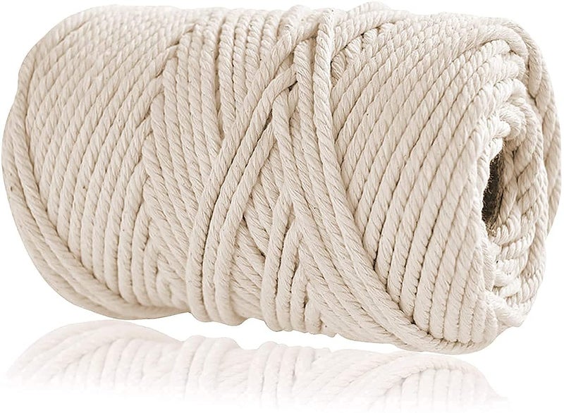 OKDEAL OKDEAL 3Ply Twisted Dhaga Compatible for Macrame Thread 3mm Wall Hanging Plant Hangers Crafting with 1 Wooden Ring 4 Wooden Beads  - Image 3