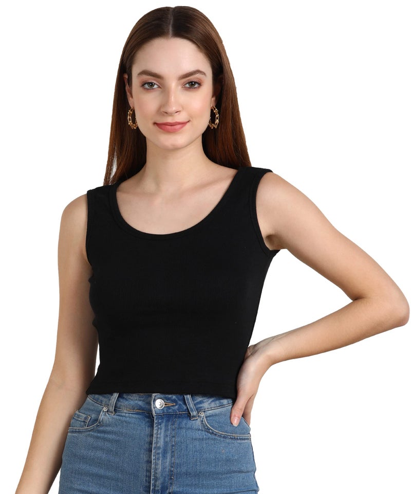 Rock Paper Scissors Womens Tank Top Latest Fashion Ribbed Cotton Crop Top Stylish Women Top - Slim Fit, 4XL - Image 1