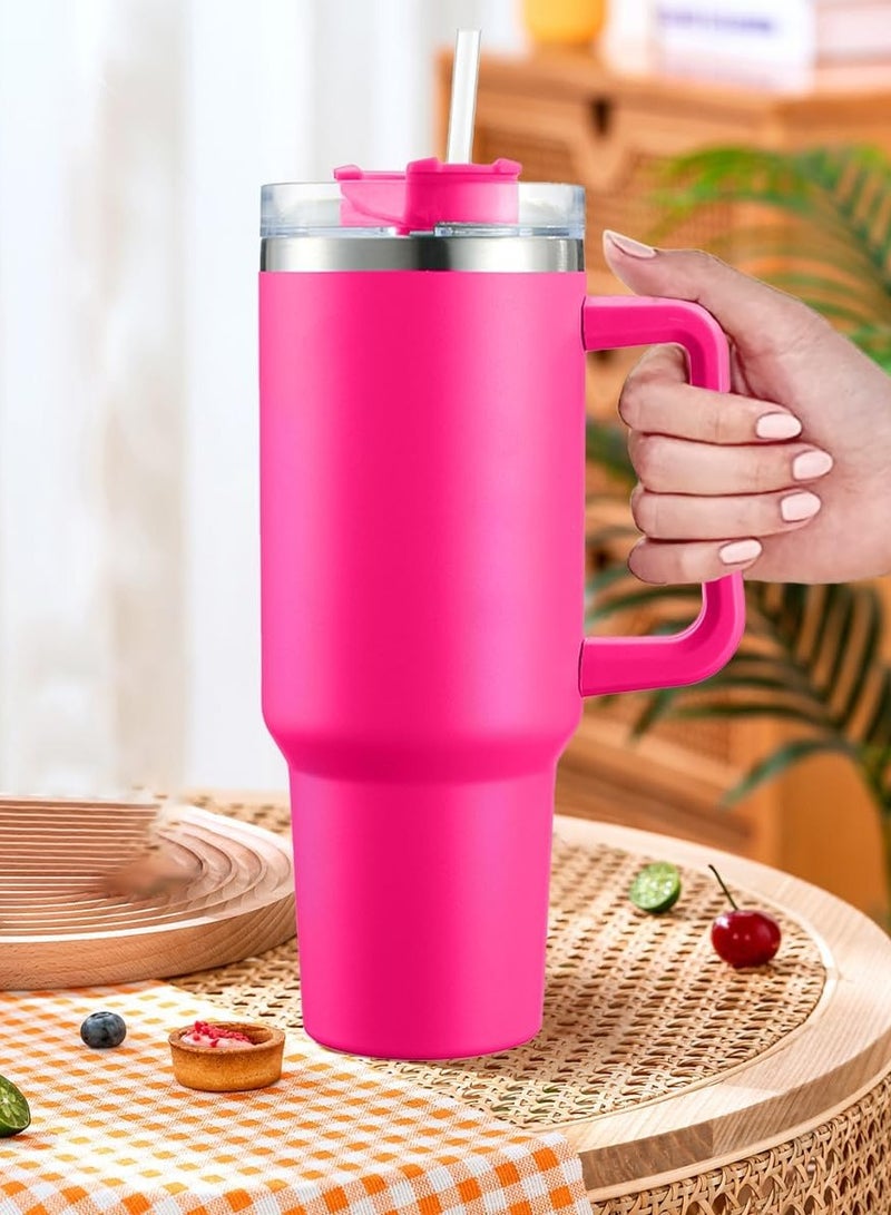 بيتشو كوب بهلوان، كوب بهلوان معزول بالفراغ مع قش 40oz وردي داكن - Image 2