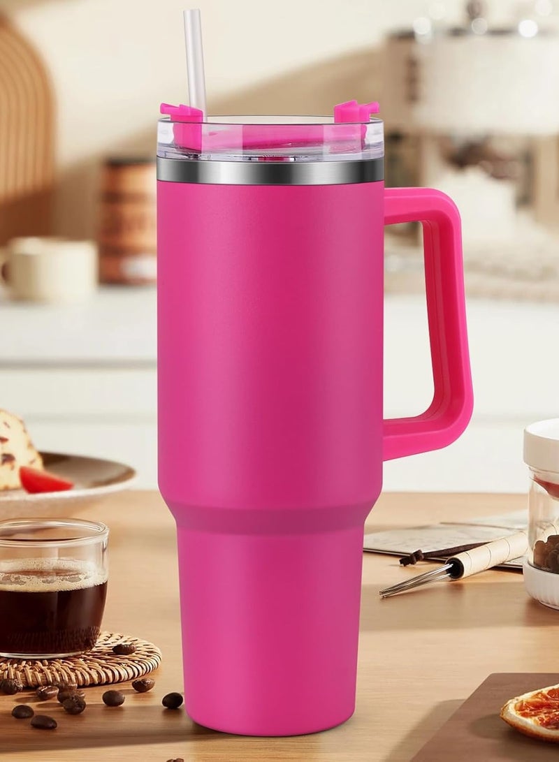 بيتشو كوب بهلوان، كوب بهلوان معزول بالفراغ مع قش 40oz وردي داكن - Image 3