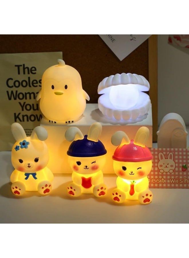 بلان A مصباح ليلي كرتوني للأطفال على شكل أرنب ثلاثي الأبعاد – تصميم لطيف يعمل بالبطارية، ديكور غرف نوم، ليد نايت مود للأطفال، مصباح بجانب السرير على شكل ارنب – لمبة ديكور مضيئة ومبهجة (قبعة وردية) - Image 4