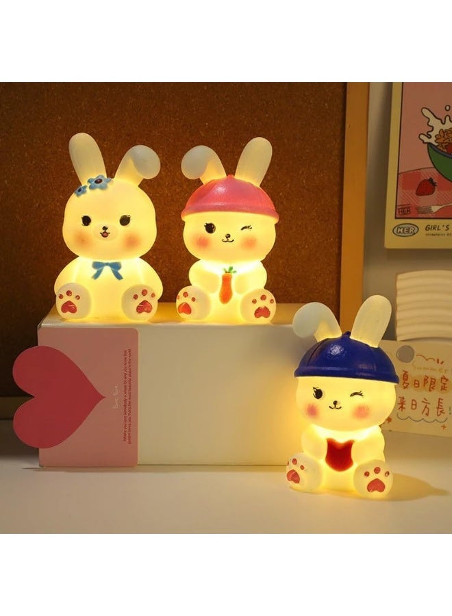 بلان A مصباح ليلي كرتوني للأطفال على شكل أرنب ثلاثي الأبعاد – تصميم لطيف يعمل بالبطارية، ديكور غرف نوم، ليد نايت مود للأطفال، مصباح بجانب السرير على شكل ارنب – لمبة ديكور مضيئة ومبهجة (قبعة وردية) - Image 2