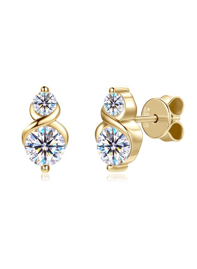 KUYING Eight Hearts And Eight Arrows Mosang Diamond Earstuds 
