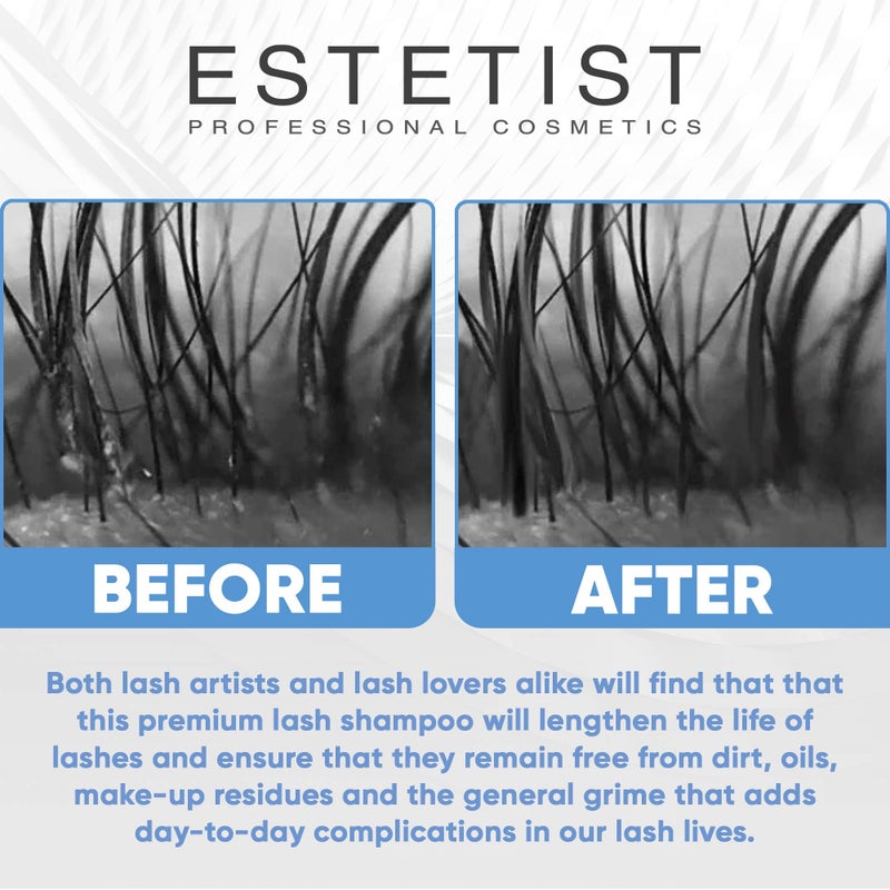 Estetist ESTETIST Eyelash Extension Shampoo & Brush - Gentle Aftercare Foaming Lash Cleanser Kit & Makeup Remover - For Home & Salon Use  - Image 4