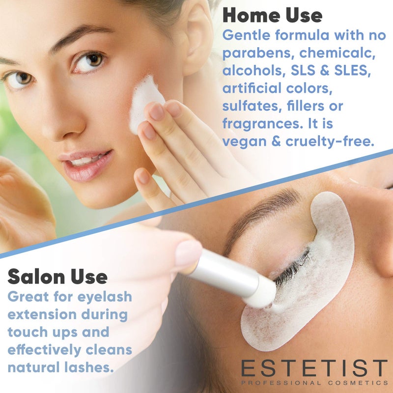 Estetist ESTETIST Eyelash Extension Shampoo & Brush - Gentle Aftercare Foaming Lash Cleanser Kit & Makeup Remover - For Home & Salon Use  - Image 5